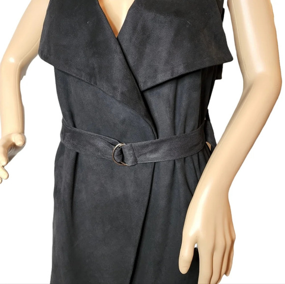 Alythea suede long  belted cardigan vest. - Picture 11 of 16